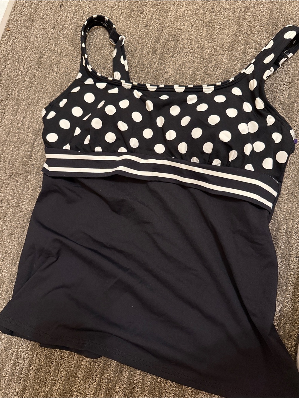 Land's End Black and White Polka Dot Swim Tankini